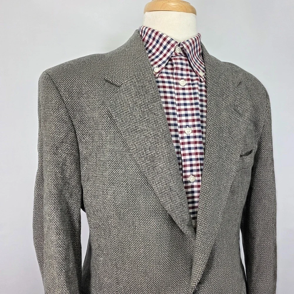 Cambridge Classics Men's Tweed Sport Coat Blazer Gray Herringbone Wool Size 40R‎